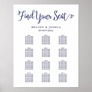 PixDezines Navy Modern Calligraphy, Sittdiagram Poster