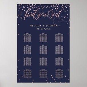 PixDezines Navy+Ro Guld-skript, sittdiagram Poster