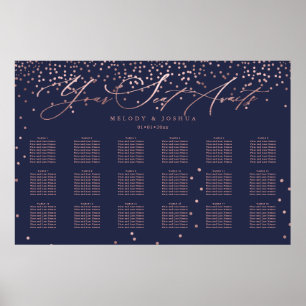 PixDezines Navy+Ro Guld-skript, sittdiagram Poster