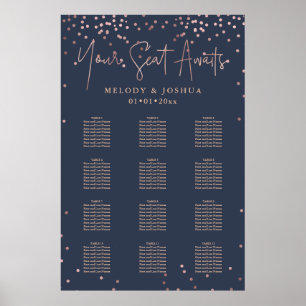 PixDezines Navy+Ro Guld-skript, sittdiagram Poster