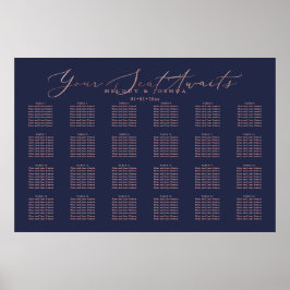 PixDezines Navy + Rose Gold Script, Bordskarta Poster