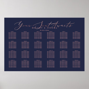 PixDezines Navy + Rose Gold Script, Bordskarta Poster