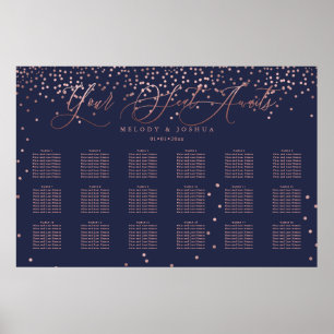 PixDezines Navy+Rose Gold Script, Bordskarta Poster