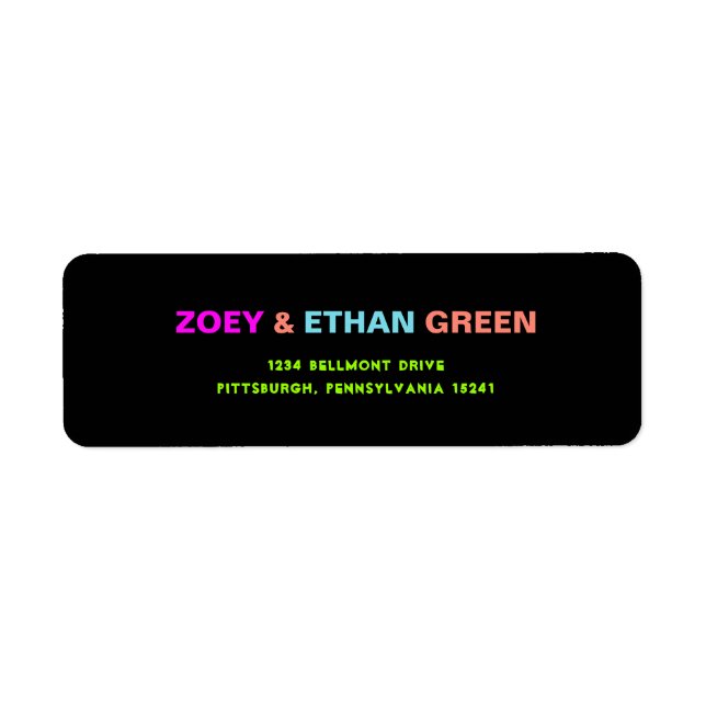 PixDezines Neon Färg B'nai Mitzvah-etikett Returadress Etikett (Framsidan)