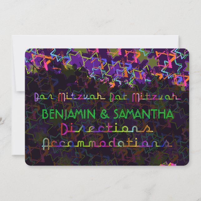 PixDezines NEON/GRUNG STARS/RIKTIONER Inbjudningar (Framsida)