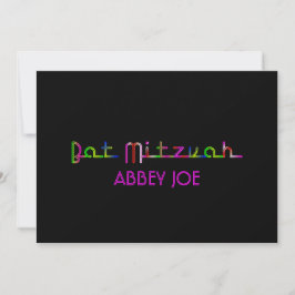 PixDezines neon ljus bat mitzvah Inbjudningar