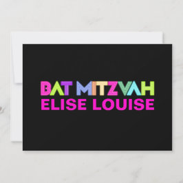 PixDezines Neon Ljus Bat mitzvah Inbjudningar