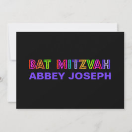 PixDezines Neon Ljus Bat mitzvah Inbjudningar