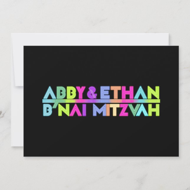 PixDezines Neon Ljus B'nai Mitzvah ✡ inbjudan (Framsida)