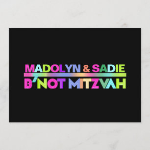 PixDezines Neon Ljus B'not Mitzvah ✡ Inbjudningar