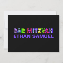 PixDezines neon ljus pub mitzvah Inbjudningar