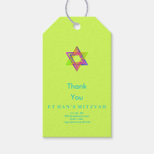 PixDezines Neon Ljus Star of David Pub Mitzvah Presentetikett
