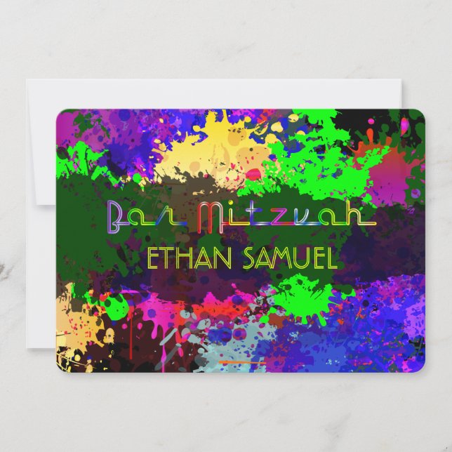 PixDezines neon ljus/urban grunge/pub mitzvah Inbjudningar (Framsida)