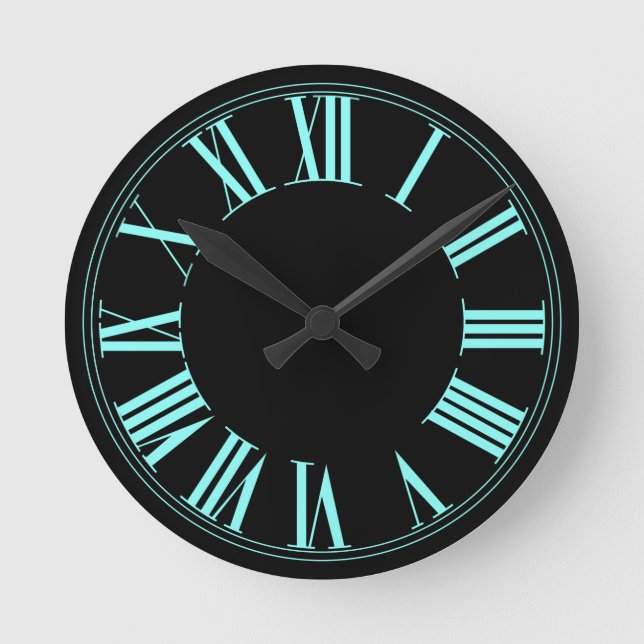 PixDezines Neon Roman Numeros/DIY-bakgrund färg Rund Klocka (Framsida)