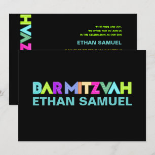 PixDezines Neon Sign Pub Mitzvah Inbjudningar