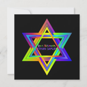 PixDezines Neon Sign Star of David/Pub Mitzvah Inbjudningar
