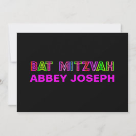 PixDezines Neonljus Bat Mitzvah Inbjudningar