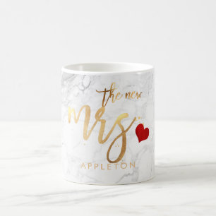 PixDezines New Mrs Modern/Faux Gold Script/Marmor Kaffemugg