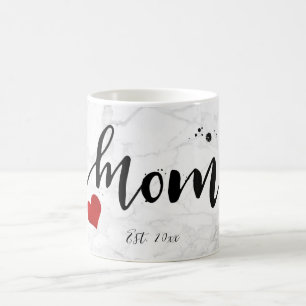 PixDezines NYA MAMMA Marmor+Modernt skrivstil Kaffemugg
