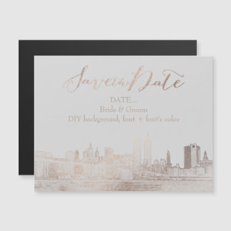 PixDezines NYC Sketched Cityscape/DIY-bakgrund Magnetisk Inbjudningskort