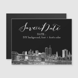 PixDezines NYC Sketched Cityscape Magnetisk Inbjudningskort