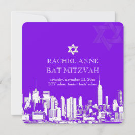 PixDezines NYC skyline/bat mitzvah Inbjudningar