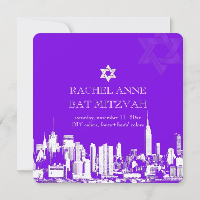 PixDezines NYC skyline/bat mitzvah Inbjudningar (Framsida)