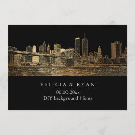 PixDezines NYC Skyline/Falskt Guld/Diy Bckgrnd Inbjudningar