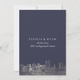PixDezines NYC Skyline/Faux Silver/DIY Bckgrnd Inbjudningar