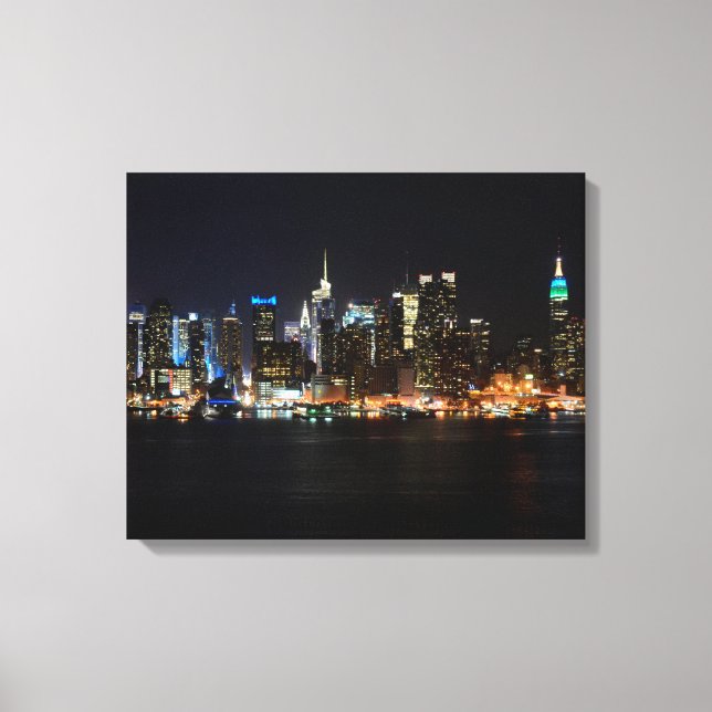 PixDezines NYC Skyline/Manhattan/Night Ljus Canvastryck (Framsida)