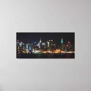 PixDezines NYC Skyline/Manhattan/Night Ljus Canvastryck