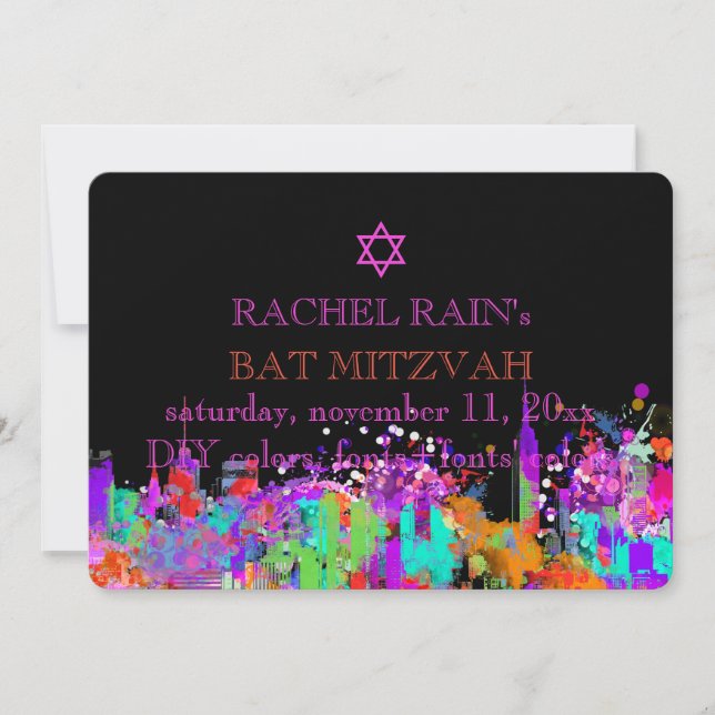 PixDezines NYC urban/bat mitzvah Inbjudningar (Framsida)