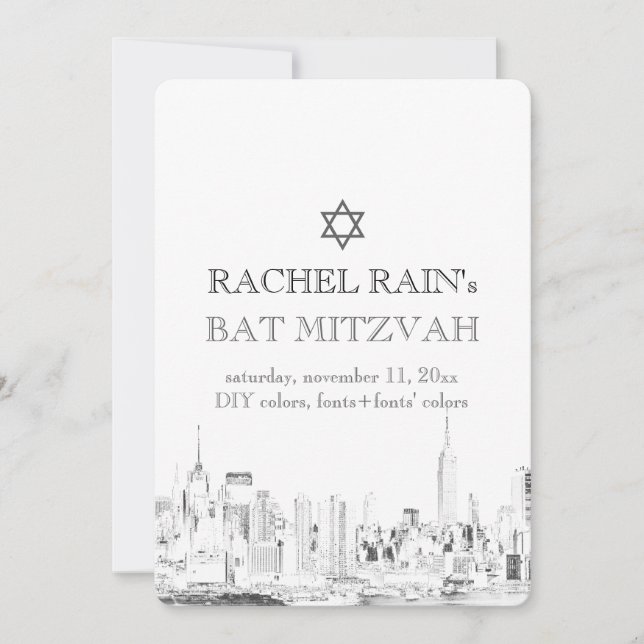 PixDezines NYC urban/bat mitzvah Inbjudningar (Framsida)