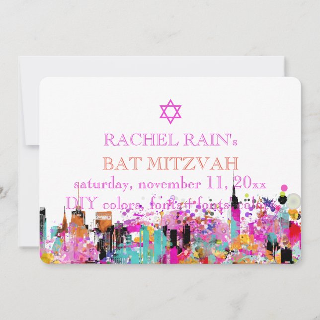 PixDezines NYC urban/bat mitzvah Inbjudningar (Framsida)