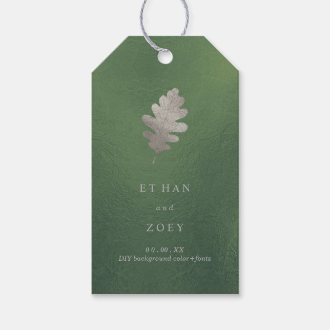PixDezines Oak Löv/Silver/DIY-bakgrund Presentetikett (Framsidan)