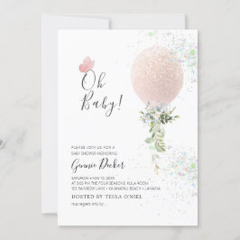 PixDezines Oh Baby Blush Ballong Bebis Shower Inbjudningar