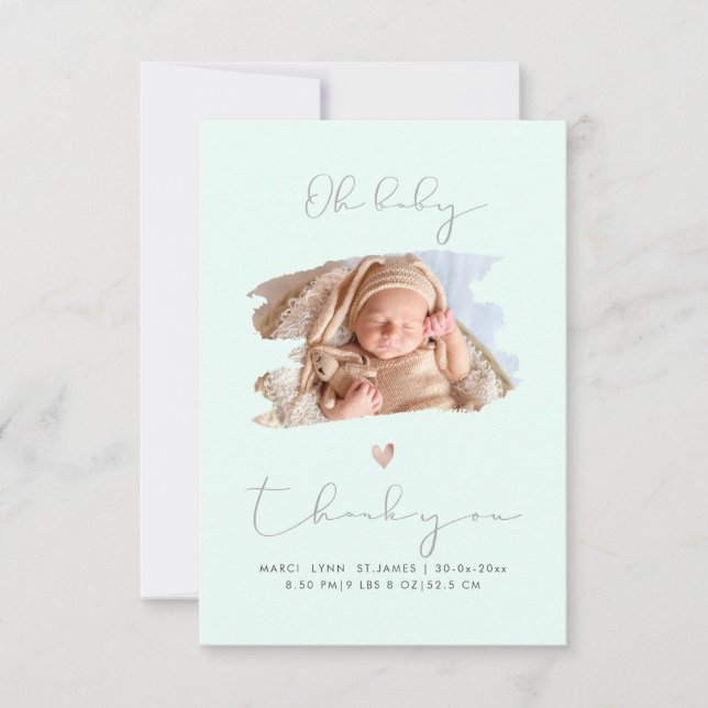 PixDezines Oh Baby Shower Tack DIY Färg Mint (Framsida)