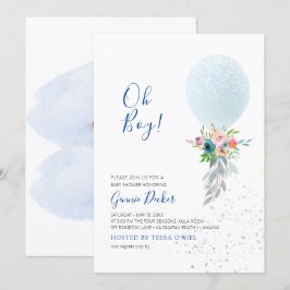 PixDezines Oj Pojke Ballong Baby Shower Inbjudningar