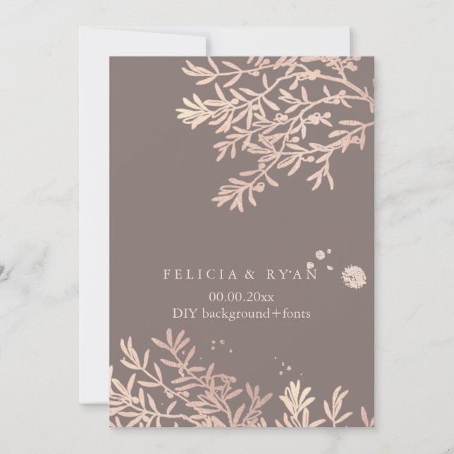 PixDezines Olive Grenar/Ro Guld/DIY Bckgrand Inbjudningar (Framsida)
