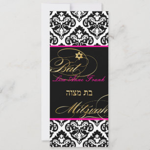 PixDezines olivia damast, Bat Mitzvah/ DIY-färg Inbjudningar