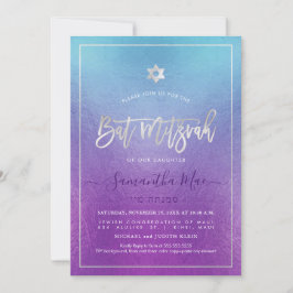 PixDezines Ombre Deep Blue Sea Bat mitzvah Inbjudningar