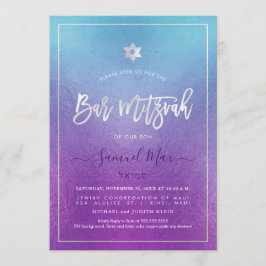 PixDezines Ombre Deep Blue Sea Bat mitzvah Inbjudningar