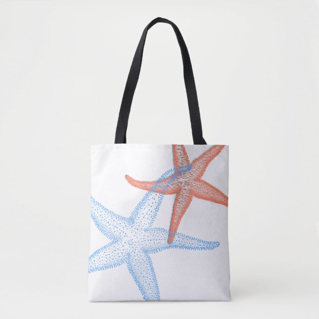PixDezines Orange/Blue Starfish/DIY-bakgrund Tygkasse (Framsida)
