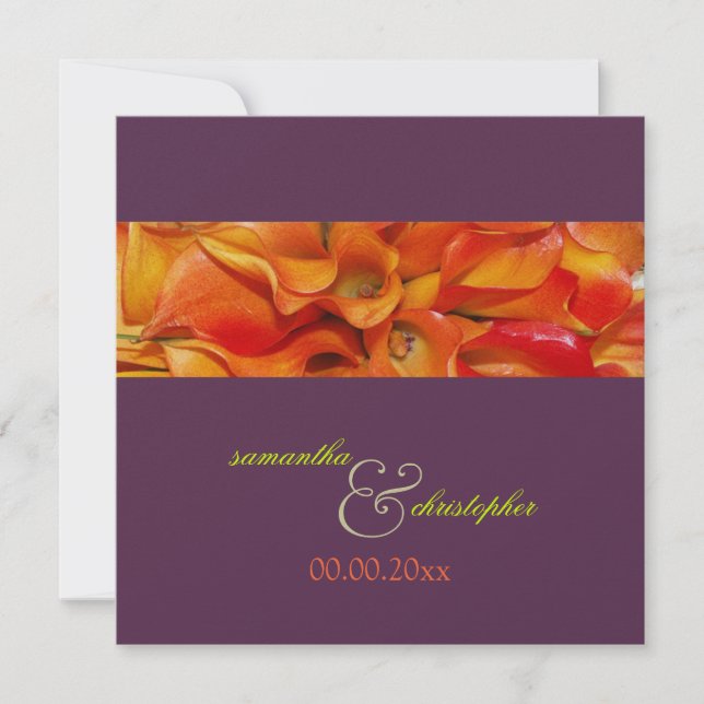 PixDezines ORANGE CALLA LILJA/LUXE PEARL PAPER Inbjudningar (Framsida)