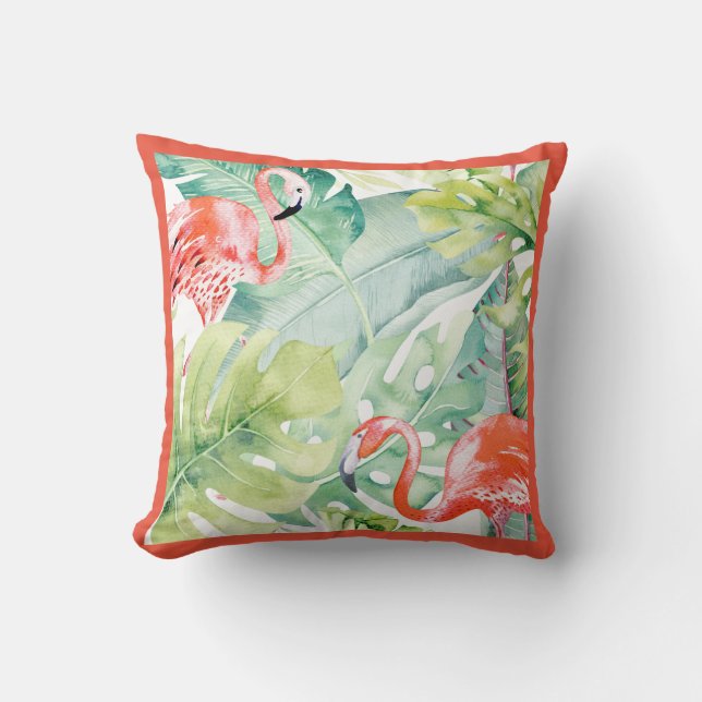 PixDezines Orange Flamingo, Tropical, Ram DIY Kudde (Framsida)