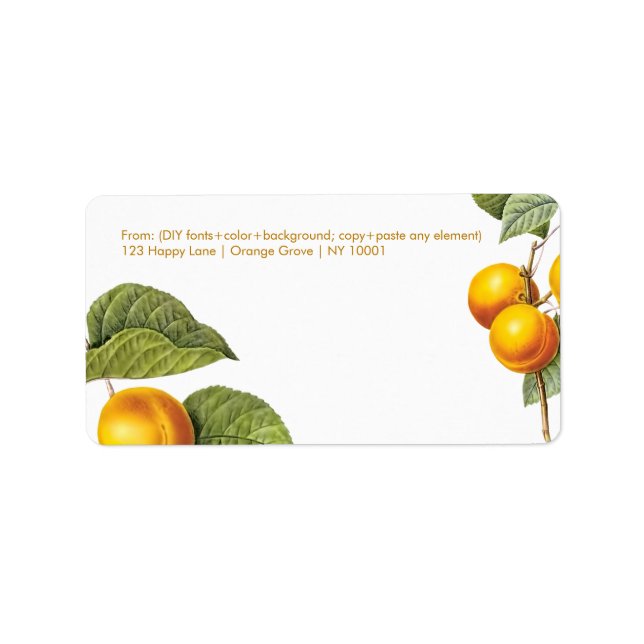 PixDezines Orchard/Peacher/Redoute Adressetikett (Framsidan)
