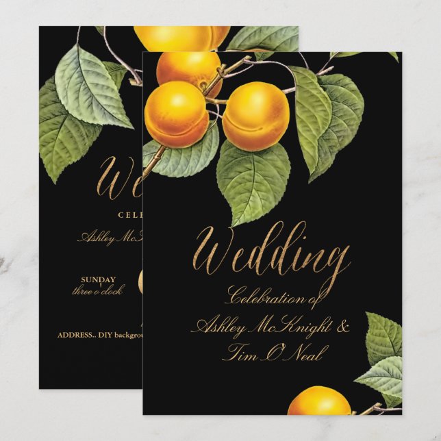 PixDezines Orchard/Peacher/Redoute Inbjudningar (Fram/baksida)