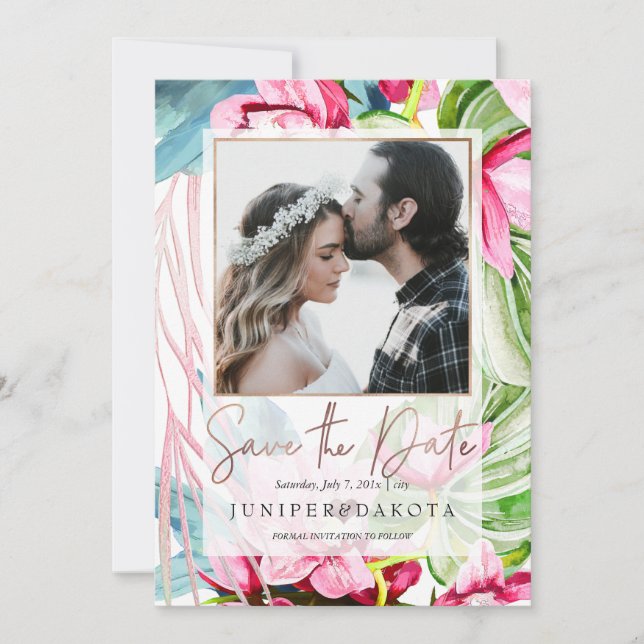 PixDezines Orchid Isle, Handflatan, Tropical Spara Inbjudningar (Framsida)