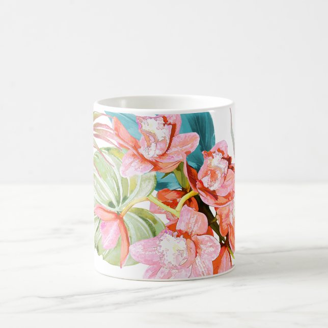 PixDezines Orchid Isle, Peach Cymbidium Orchid Kaffemugg (Center)