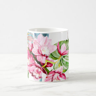 PixDezines Orchid Isle, Rosa Cymbidium Orchid Kaffemugg